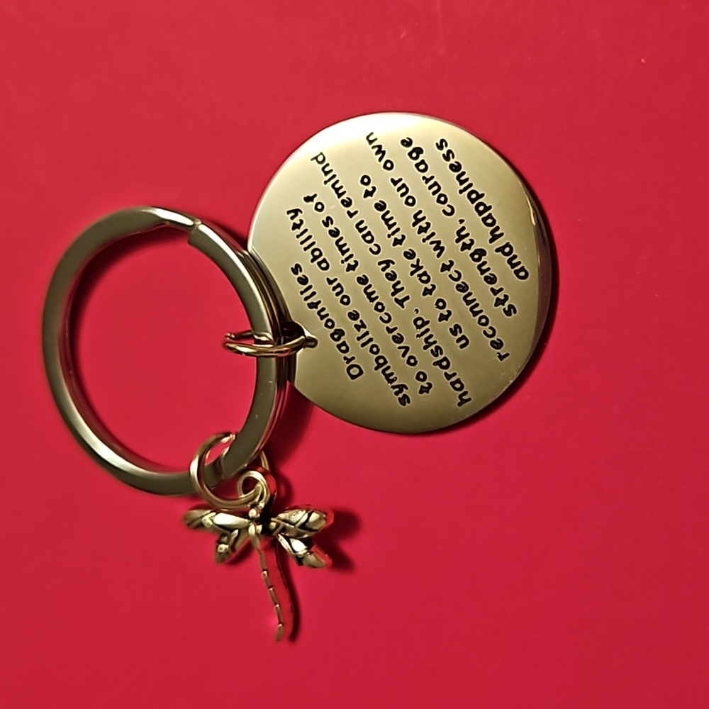 Dragonfly key chain with inspirational message nwt